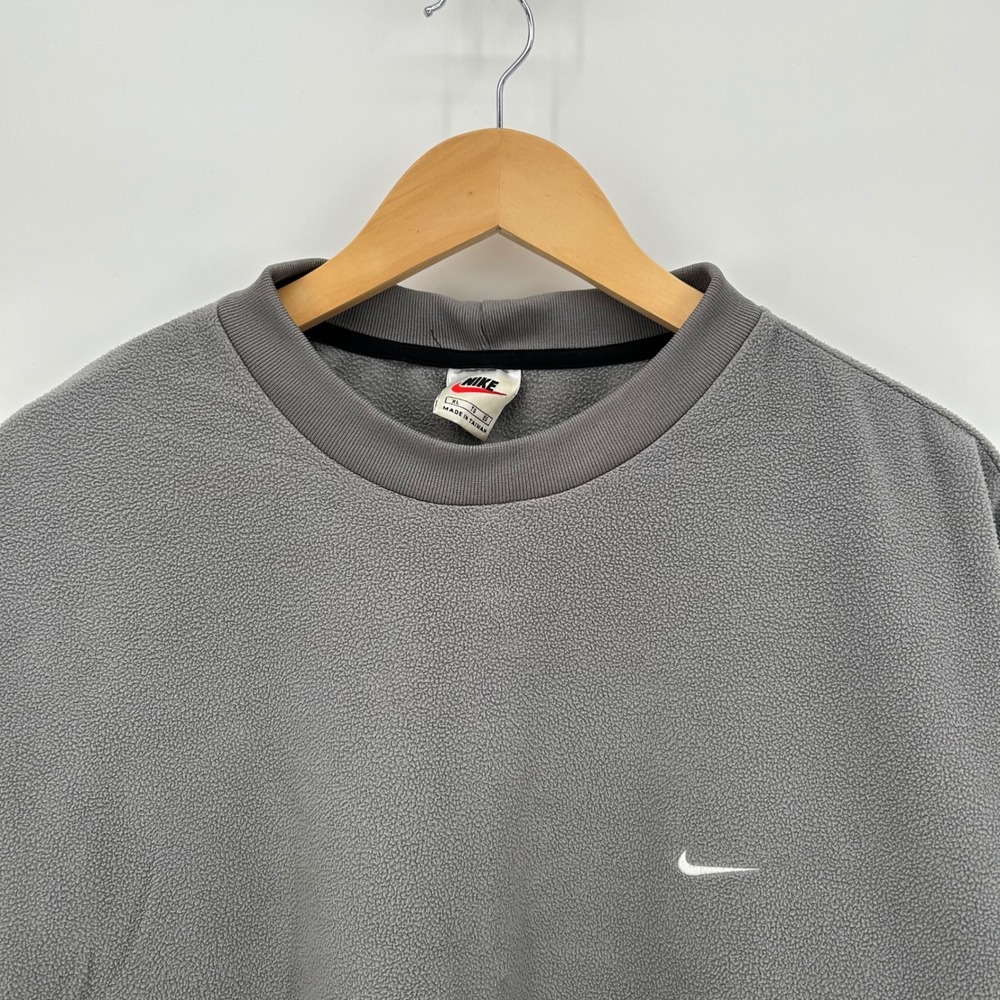 Vintage 90s Nike Fleece Sweatshirt Grey Crewneck Embroidered Swoosh XL 26x30